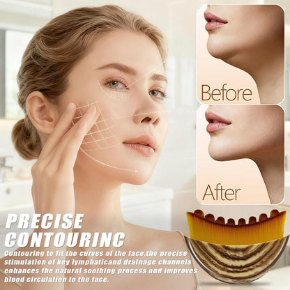 Lymphatic Contour Face Brush for Drainage & Sculpting – PBT Bristles, Chin & Jawline, Fatigue Relief (1 Pack)
