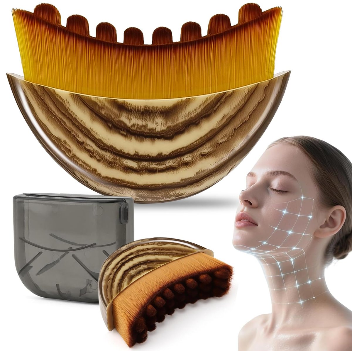 Lymphatic Contour Face Brush for Drainage & Sculpting – PBT Bristles, Chin & Jawline, Fatigue Relief (1 Pack) - görsel 1