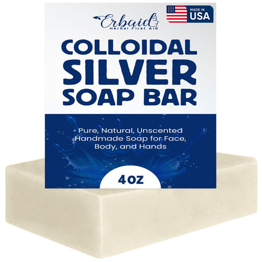 Colloidal Silver Soap Bar, 4oz Unscented – Natural Handmade USA Pure Cleanser for Face, Body & Hands, Soothing Itch Relief Wash for Sensitive Skin, Acne, Hyperpigmentation