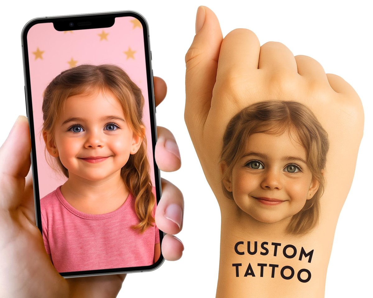 Your Happiness Custom Photo Face Fun Temporary Tattoos | Funny Personalized Fake Tattoos for Parties, Weddings & Events | Made in USA Avelisse