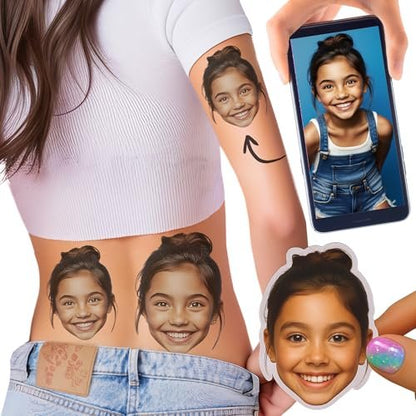 Your Happiness Custom Photo Face Fun Temporary Tattoos | Funny Personalized Fake Tattoos for Parties, Weddings & Events | Made in USA Avelisse
