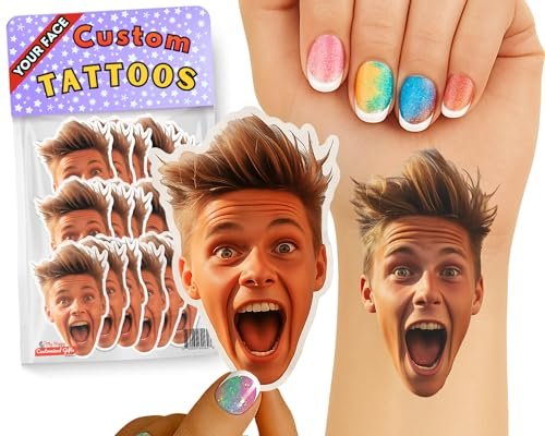 Your Happiness Custom Photo Face Fun Temporary Tattoos | Funny Personalized Fake Tattoos for Parties, Weddings & Events | Made in USA Avelisse