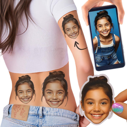 Your Happiness Custom Photo Face Fun Temporary Tattoos | Funny Personalized Fake Tattoos for Parties, Weddings & Events | Made in USA Avelisse
