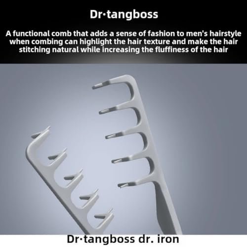 FUPUAII Voluminous Wide-Toothed Hair Comb for Men – Fluffy Texture, ABS Plastic with Textured Grip - görsel 7
