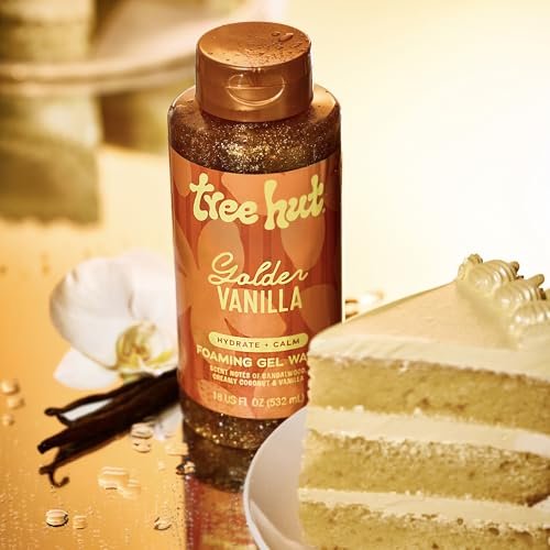 Tree Hut Golden Vanilla Foaming Gel Wash - Hydrating Body Wash with Shea Butter & Natural Oils, 18 oz - görsel 5