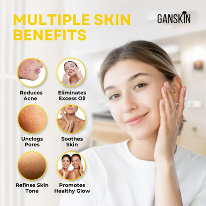 Ganskin Sulfur Soap – Sulfur Face & Body Wash for Oily & Blemish-Prone Skin – Exfoliating Cleanser Absorbs Excess Oil, Reduces Breakouts, 4 oz