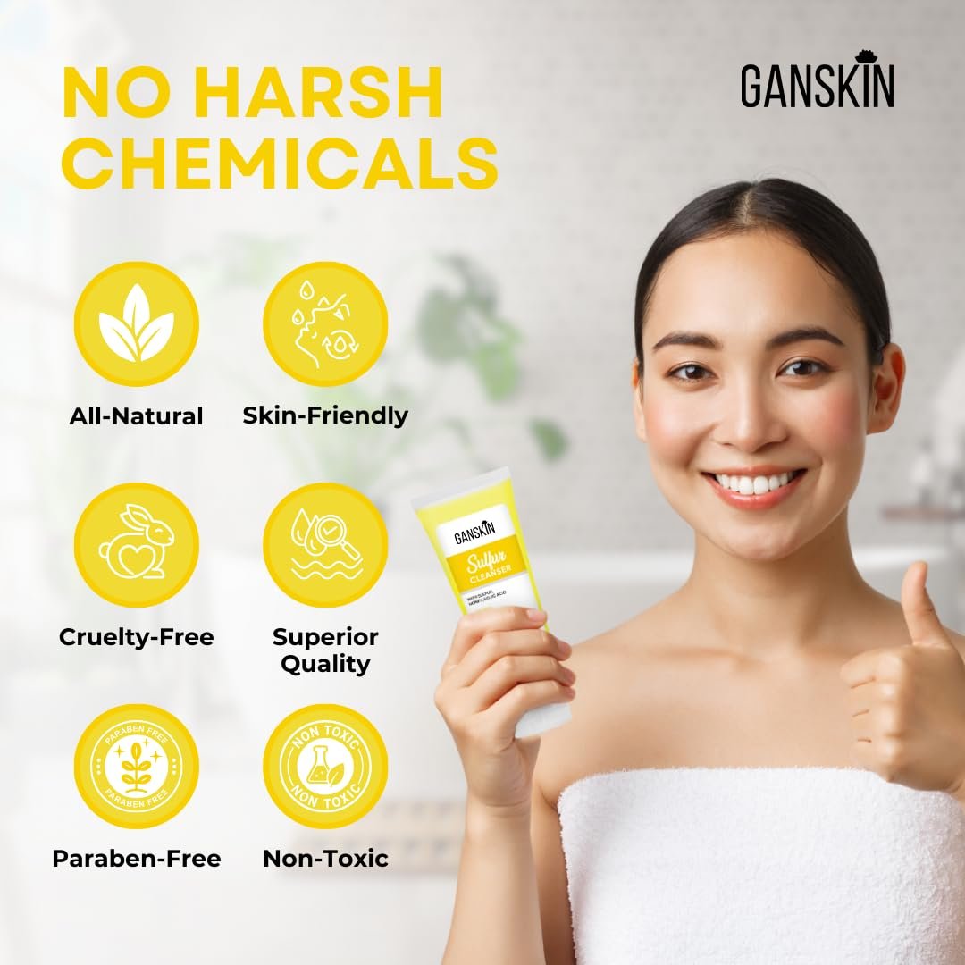 Ganskin Sulfur Soap – Sulfur Face & Body Wash for Oily & Blemish-Prone Skin – Exfoliating Cleanser Absorbs Excess Oil, Reduces Breakouts, 4 oz - görsel 13