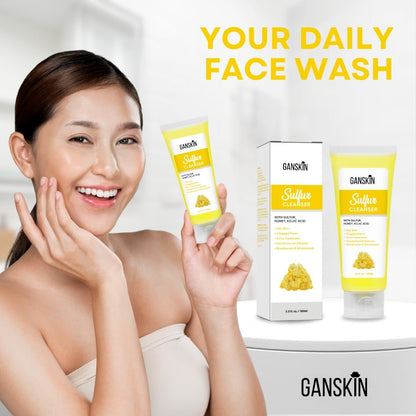 Ganskin Sulfur Soap – Sulfur Face & Body Wash for Oily & Blemish-Prone Skin – Exfoliating Cleanser Absorbs Excess Oil, Reduces Breakouts, 4 oz
