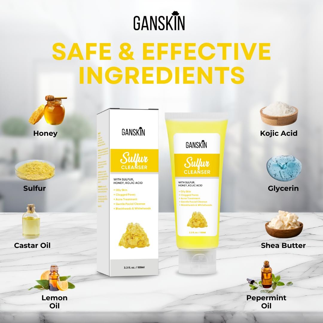 Ganskin Sulfur Soap – Sulfur Face & Body Wash for Oily & Blemish-Prone Skin – Exfoliating Cleanser Absorbs Excess Oil, Reduces Breakouts, 4 oz - görsel 11