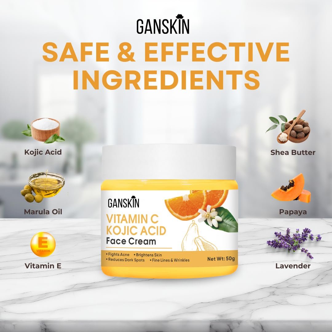 Ganskin Kojic Acid Cream – Brightening Face and Body Moisturizer for Dark Spots and Uneven Tone, 1.67 oz - görsel 9