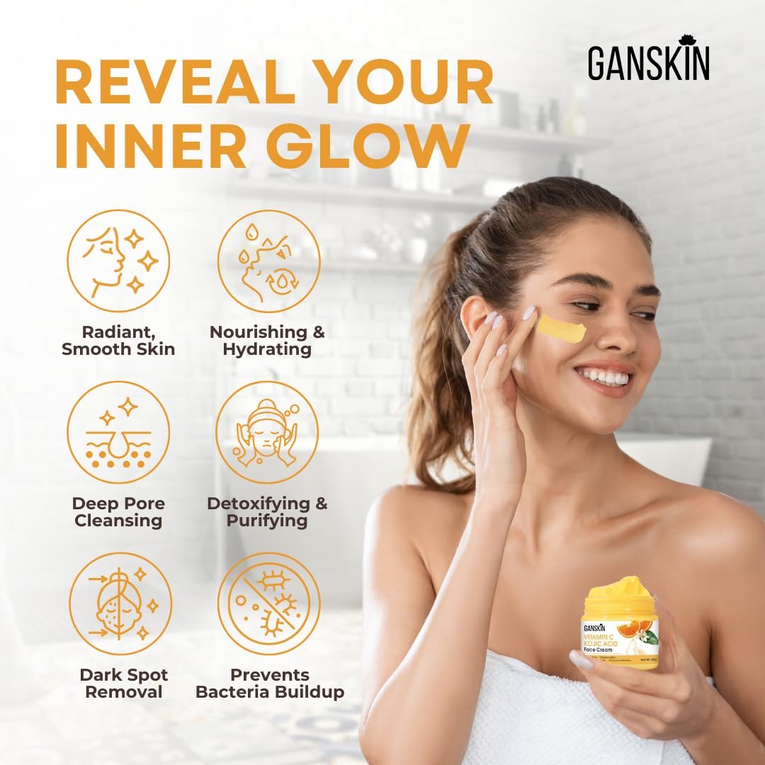 Ganskin Kojic Acid Cream – Brightening Face and Body Moisturizer for Dark Spots and Uneven Tone, 1.67 oz - görsel 7