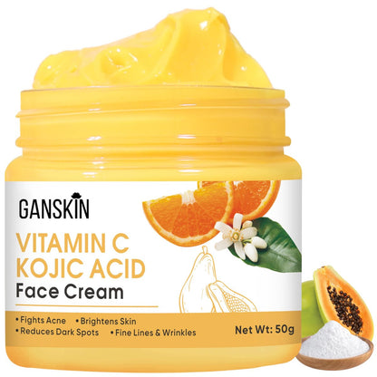 Ganskin Kojic Acid Cream – Brightening Face and Body Moisturizer for Dark Spots and Uneven Tone, 1.67 oz