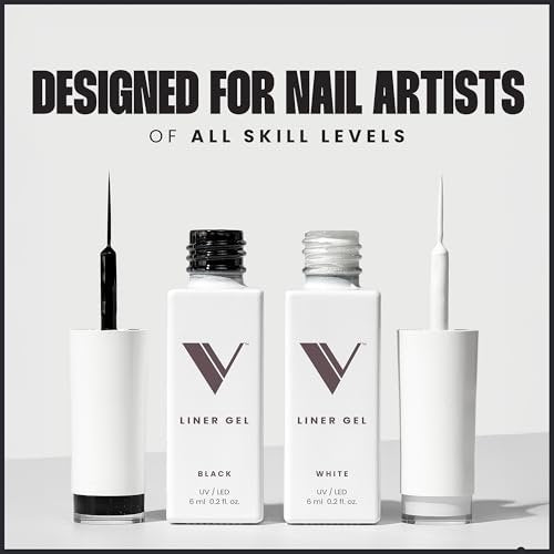 V Beauty Pure Black and White Liner Gel Polish - 2-Pack Precision Nail Art Gel Polish (0.2 Fl Oz Each) Avelisse
