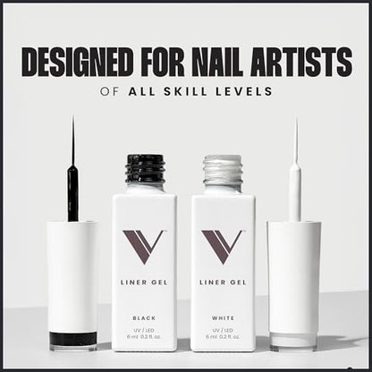 V Beauty Pure Black and White Liner Gel Polish - 2-Pack Precision Nail Art Gel Polish (0.2 Fl Oz Each) Avelisse