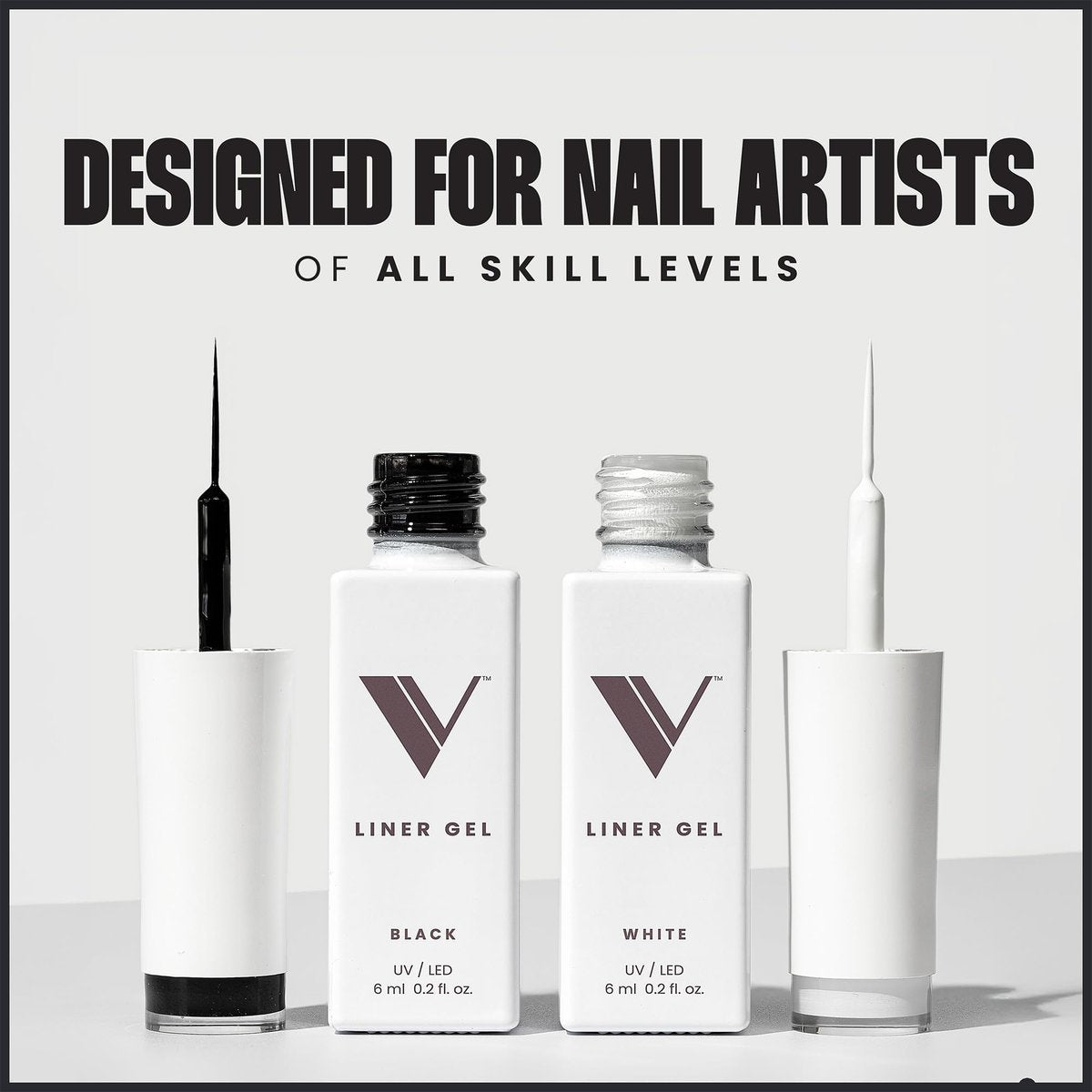 V Beauty Pure Black and White Liner Gel Polish - 2-Pack Precision Nail Art Gel Polish (0.2 Fl Oz Each) Avelisse
