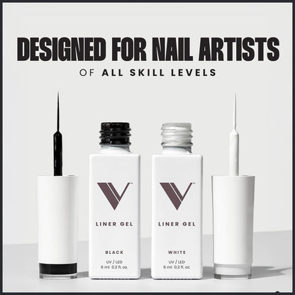 V Beauty Pure Black and White Liner Gel Polish - 2-Pack Precision Nail Art Gel Polish (0.2 Fl Oz Each) Avelisse