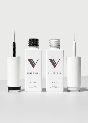 V Beauty Pure Black and White Liner Gel Polish - 2-Pack Precision Nail Art Gel Polish (0.2 Fl Oz Each) Avelisse