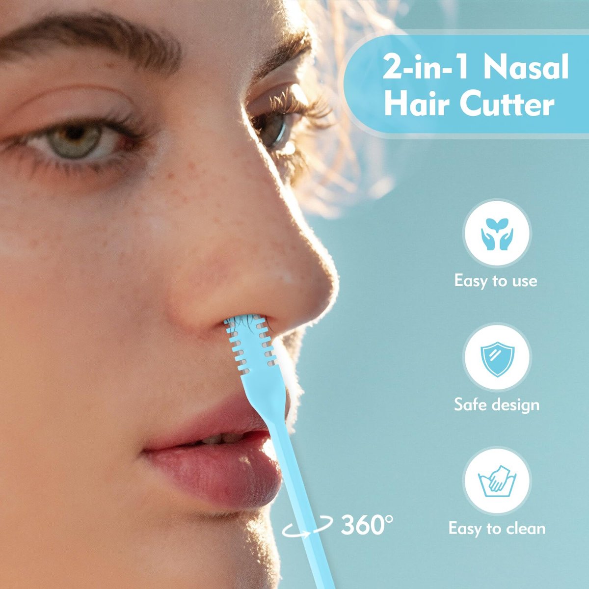 ZASZO 5-Pack 2-in-1 Nasal Hair Cutter – Double-Sided Nose Hair Trimmer with 360° Rotating Head & Soft Cleaning Brush for Men & Women (Blue) - görsel 11