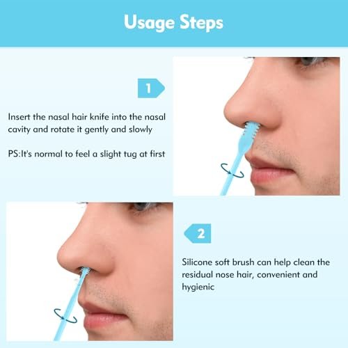 ZASZO 5-Pack 2-in-1 Nasal Hair Cutter – Double-Sided Nose Hair Trimmer with 360° Rotating Head & Soft Cleaning Brush for Men & Women (Blue) - görsel 6