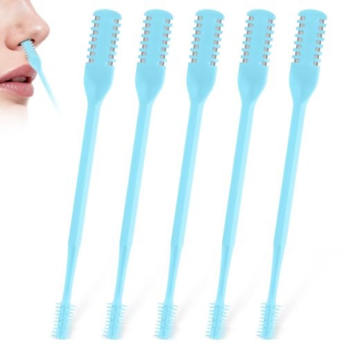 ZASZO 5-Pack 2-in-1 Nasal Hair Cutter – Double-Sided Nose Hair Trimmer with 360° Rotating Head & Soft Cleaning Brush for Men & Women (Blue) - görsel 2