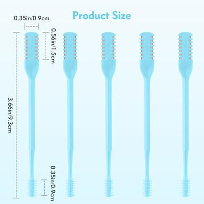 ZASZO 5-Pack 2-in-1 Nasal Hair Cutter – Double-Sided Nose Hair Trimmer with 360° Rotating Head & Soft Cleaning Brush for Men & Women (Blue)