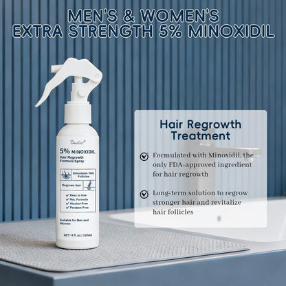 5% Minoxidil for Men and Women - Hair & Beard Growth Treatment with Biotin & Rosemary - Extra Strength Hair Loss Serum, 4 oz