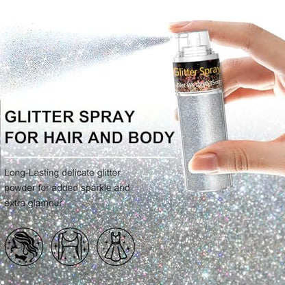 Silver Glitter Spray - Holographic Hair & Body Glitter for Raves, Festivals & Crafts Avelisse