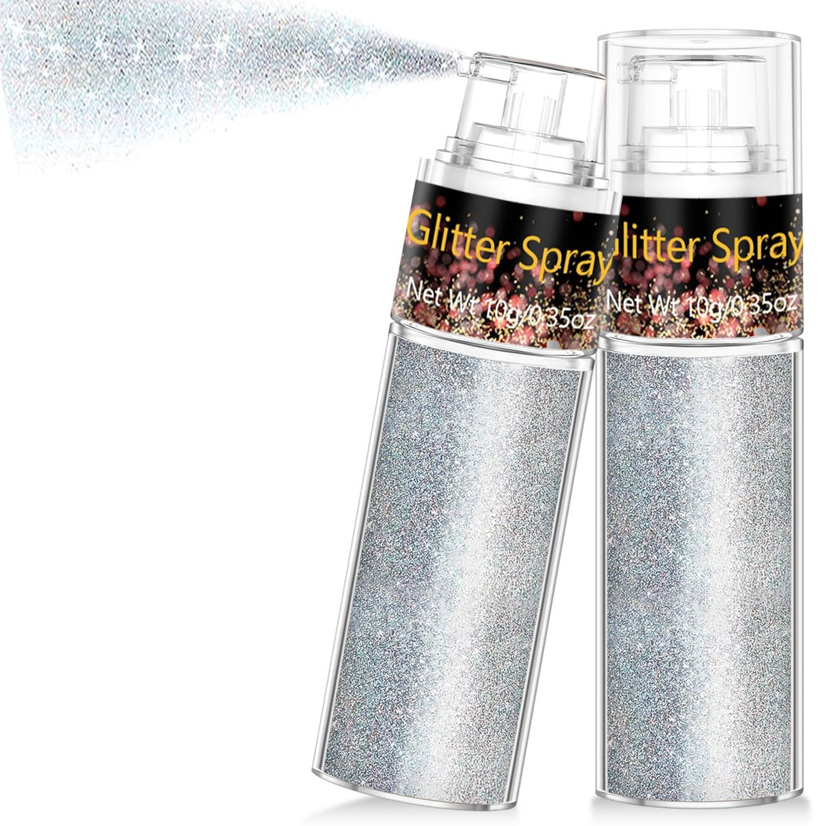 Silver Glitter Spray - Holographic Hair & Body Glitter for Raves, Festivals & Crafts Avelisse