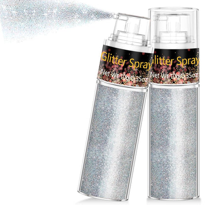 Silver Glitter Spray - Holographic Hair & Body Glitter for Raves, Festivals & Crafts Avelisse