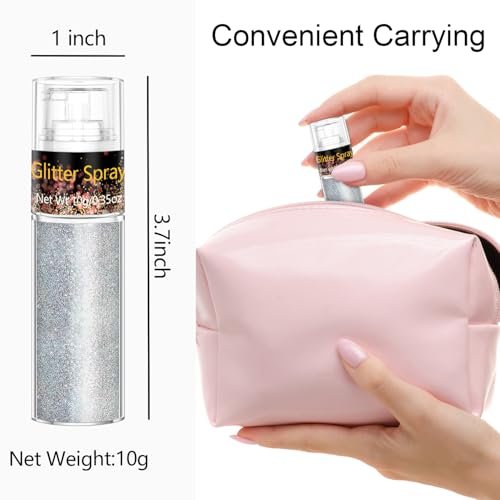 Silver Glitter Spray - Holographic Hair & Body Glitter for Raves, Festivals & Crafts Avelisse