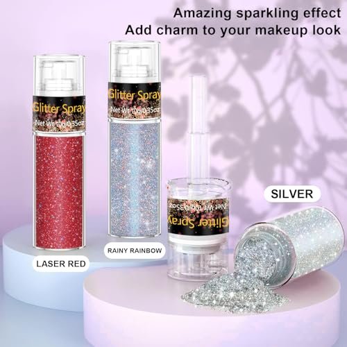 Silver Glitter Spray - Holographic Hair & Body Glitter for Raves, Festivals & Crafts Avelisse