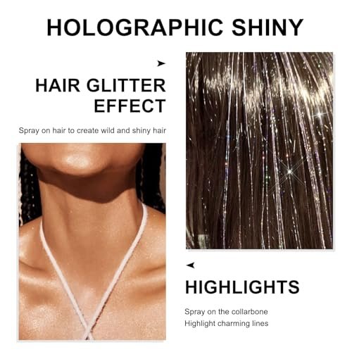 Silver Glitter Spray - Holographic Hair & Body Glitter for Raves, Festivals & Crafts Avelisse