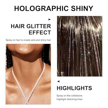 Silver Glitter Spray - Holographic Hair & Body Glitter for Raves, Festivals & Crafts Avelisse