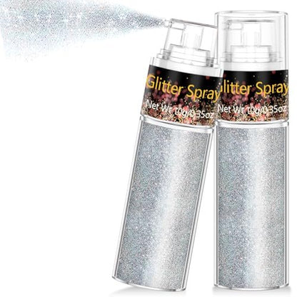Silver Glitter Spray - Holographic Hair & Body Glitter for Raves, Festivals & Crafts Avelisse
