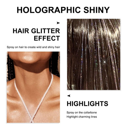 Silver Glitter Spray - Holographic Hair & Body Glitter for Raves, Festivals & Crafts Avelisse