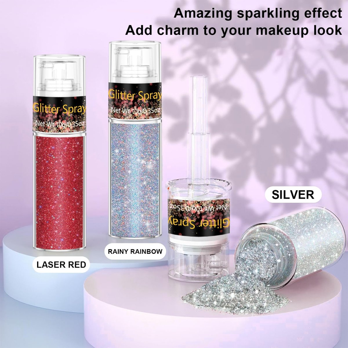 Silver Glitter Spray - Holographic Hair & Body Glitter for Raves, Festivals & Crafts Avelisse