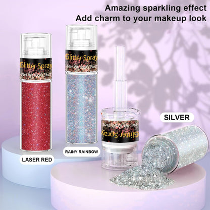 Silver Glitter Spray - Holographic Hair & Body Glitter for Raves, Festivals & Crafts Avelisse