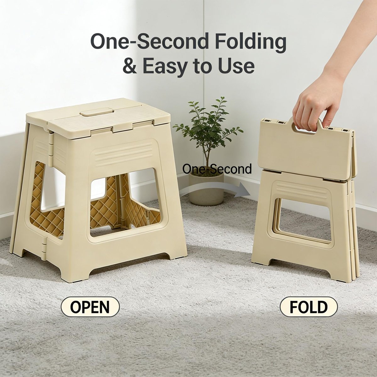 Glooyoderr Foldable Shower Stool for Shaving Legs – Anti-Slip Plastic Foot Rest, 11.9" High, Compact Folding Bench for Bathroom & Travel Avelisse