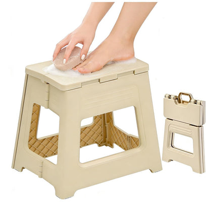 Glooyoderr Foldable Shower Stool for Shaving Legs – Anti-Slip Plastic Foot Rest, 11.9" High, Compact Folding Bench for Bathroom & Travel Avelisse