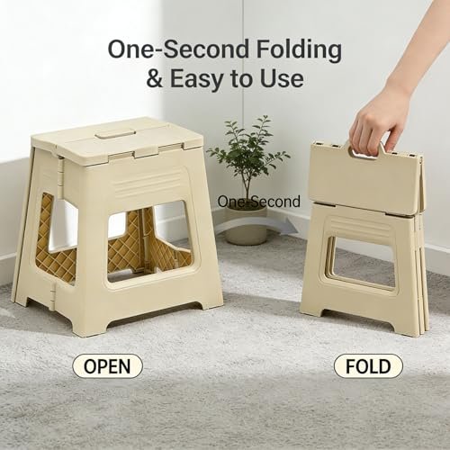 Glooyoderr Foldable Shower Stool for Shaving Legs – Anti-Slip Plastic Foot Rest, 11.9" High, Compact Folding Bench for Bathroom & Travel Avelisse