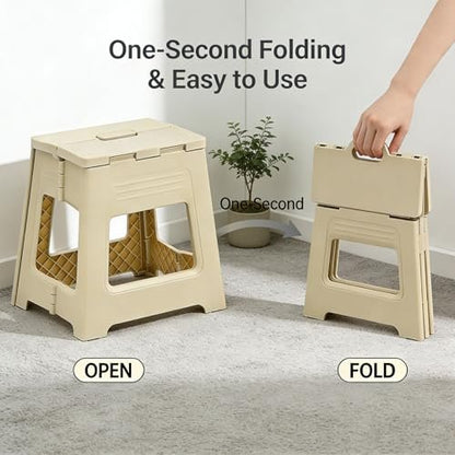 Glooyoderr Foldable Shower Stool for Shaving Legs – Anti-Slip Plastic Foot Rest, 11.9" High, Compact Folding Bench for Bathroom & Travel Avelisse