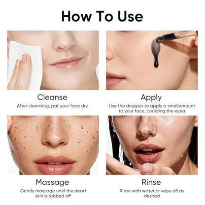 IREV Black Rice Peeling Ampoule – Daily Soft Exfoliating Face Scrub with Charcoal & Rice Extract, Gentle Blackhead Remover & Dead Skin Cells Exfoliator, Lightweight Peel Shot for Smooth Skin, 2.11 Fl Oz