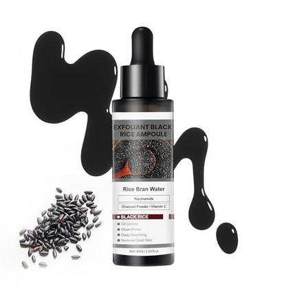 IREV Black Rice Peeling Ampoule – Daily Soft Exfoliating Face Scrub with Charcoal & Rice Extract, Gentle Blackhead Remover & Dead Skin Cells Exfoliator, Lightweight Peel Shot for Smooth Skin, 2.11 Fl Oz