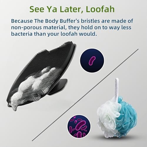 2 Pack Silicone Body Scrubber - Highly Elastic Bristles Handheld Brush for Shower, Gentle Exfoliating for Smooth Skin, Black and Gray - görsel 8