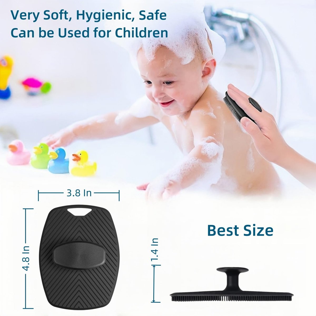 2 Pack Silicone Body Scrubber - Highly Elastic Bristles Handheld Brush for Shower, Gentle Exfoliating for Smooth Skin, Black and Gray - görsel 13