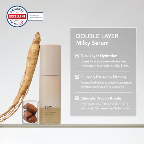 107 Double Layer Milky Serum 50ml / 1.69 fl. oz – Ginseng Exosomes, 7-Year Aged Vinegar, 9-Type Hyaluronic Acid for Radiant, Supple Skin Avelisse