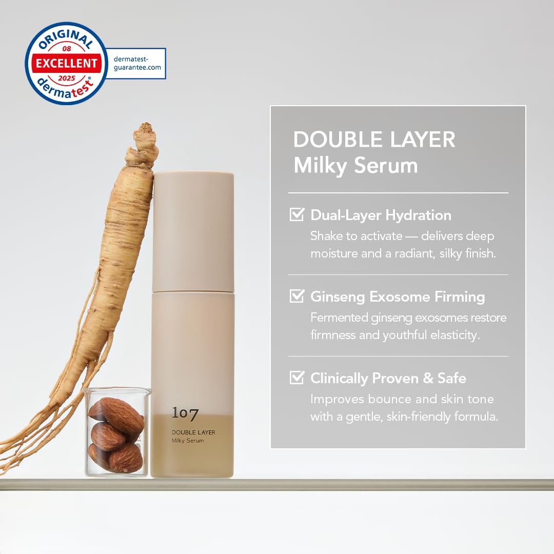 107 Double Layer Milky Serum 50ml / 1.69 fl. oz – Ginseng Exosomes, 7-Year Aged Vinegar, 9-Type Hyaluronic Acid for Radiant, Supple Skin Avelisse