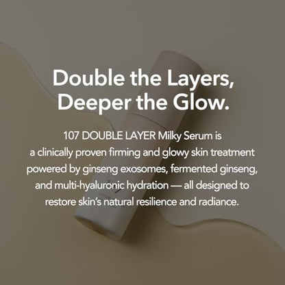 107 Double Layer Milky Serum 50ml / 1.69 fl. oz – Ginseng Exosomes, 7-Year Aged Vinegar, 9-Type Hyaluronic Acid for Radiant, Supple Skin Avelisse