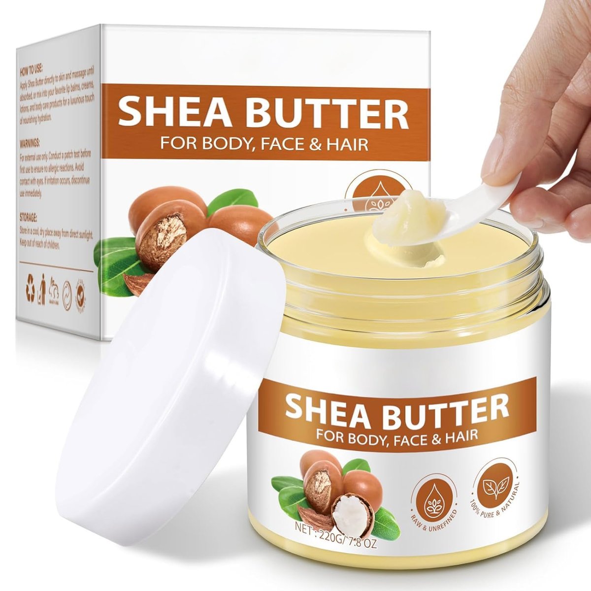 ZIXAOK Organic Raw Shea Butter, 100% Pure & Unrefined - Intense Moisture for Dry Skin, Hair & Lips, Natural DIY Body Butter Base, Rich in Vitamins A, E, F, 7.8 oz Avelisse