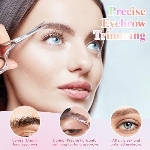 ZASZO 3.8 Inch Silver Eyebrow Scissors - Stainless Steel Small Scissors for Personal Care, Professional Grooming for Eyebrows, Mustache & Beard Hair Trimming - görsel 6